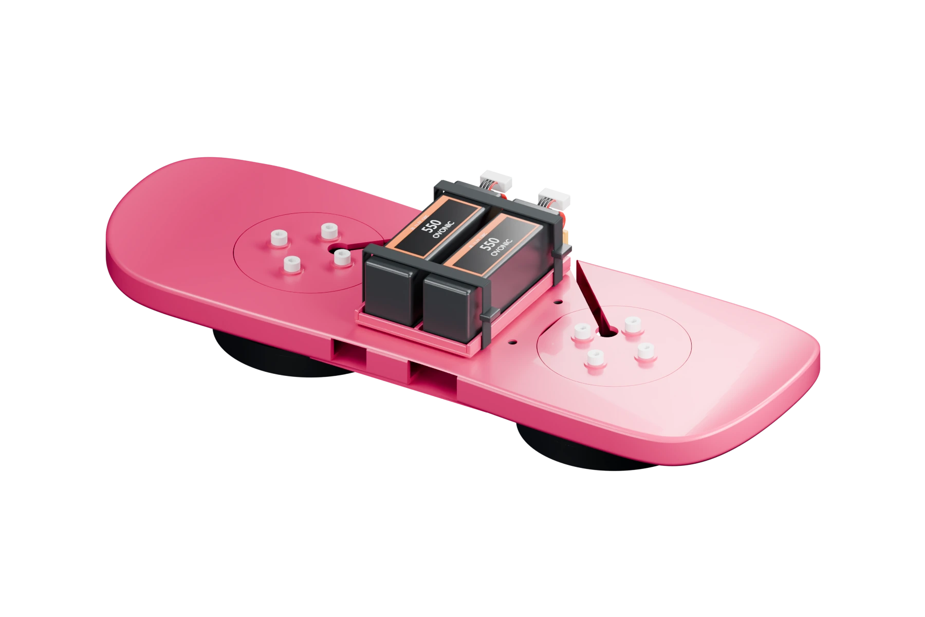 Pink dual-motor board with two OVONIC batteries mounted on top